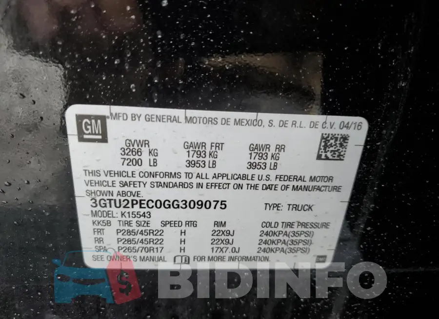 3GTU2PEC0GG309075 Photo# 12