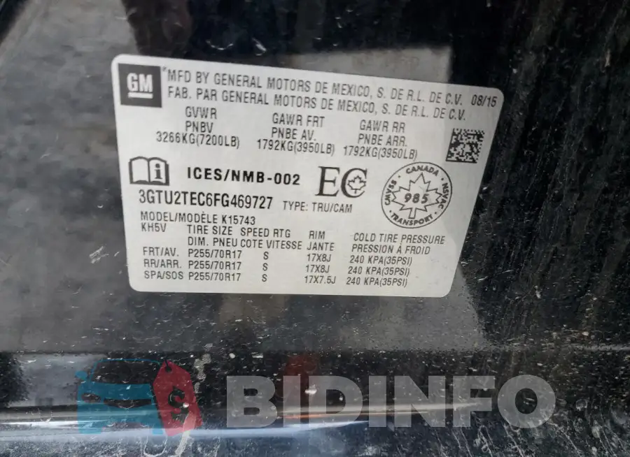3GTU2TEC6FG469727 Photo# 13