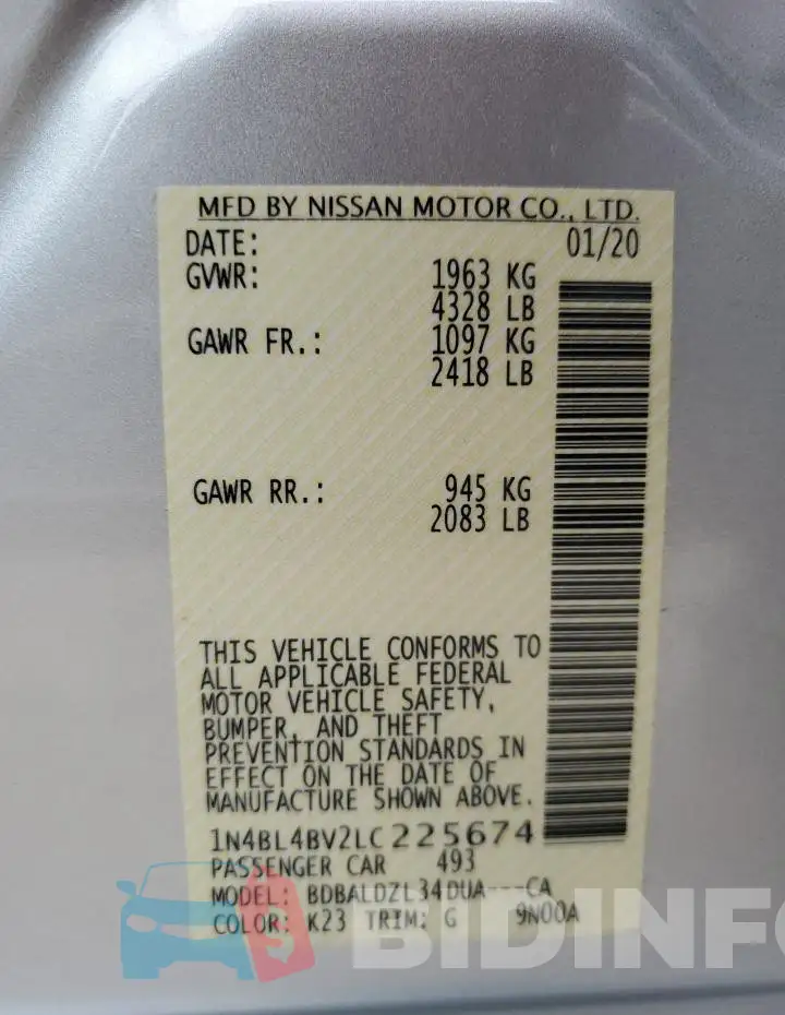 1N4BL4BV2LC225674 Photo# 12