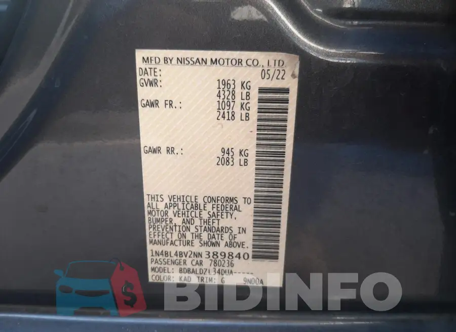 1N4BL4BV2NN389840 Photo# 12