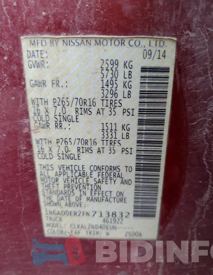 1N6AD0ER2FN713832 Photo# 12