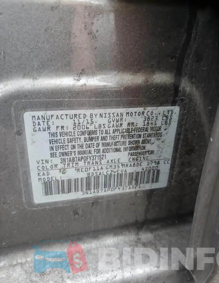 3N1AB7AP0FY371521 Photo# 13