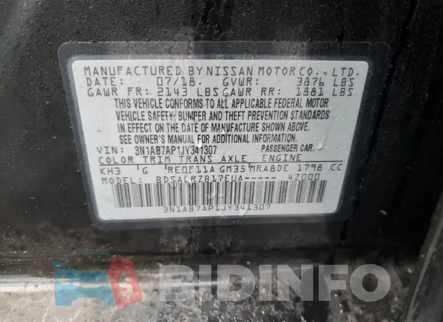 3N1AB7AP1JY341307 Photo# 12