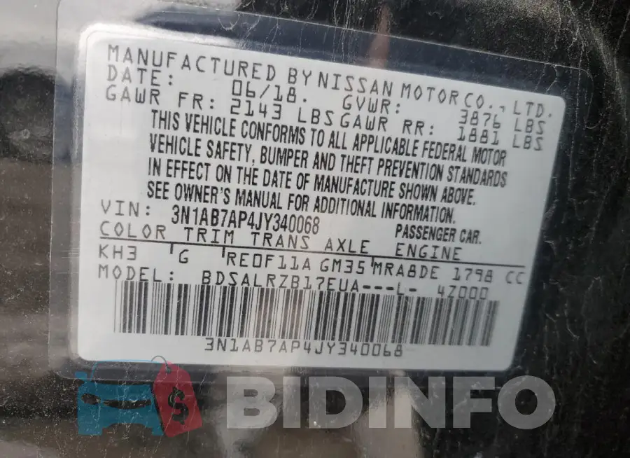 3N1AB7AP4JY340068 Photo# 12