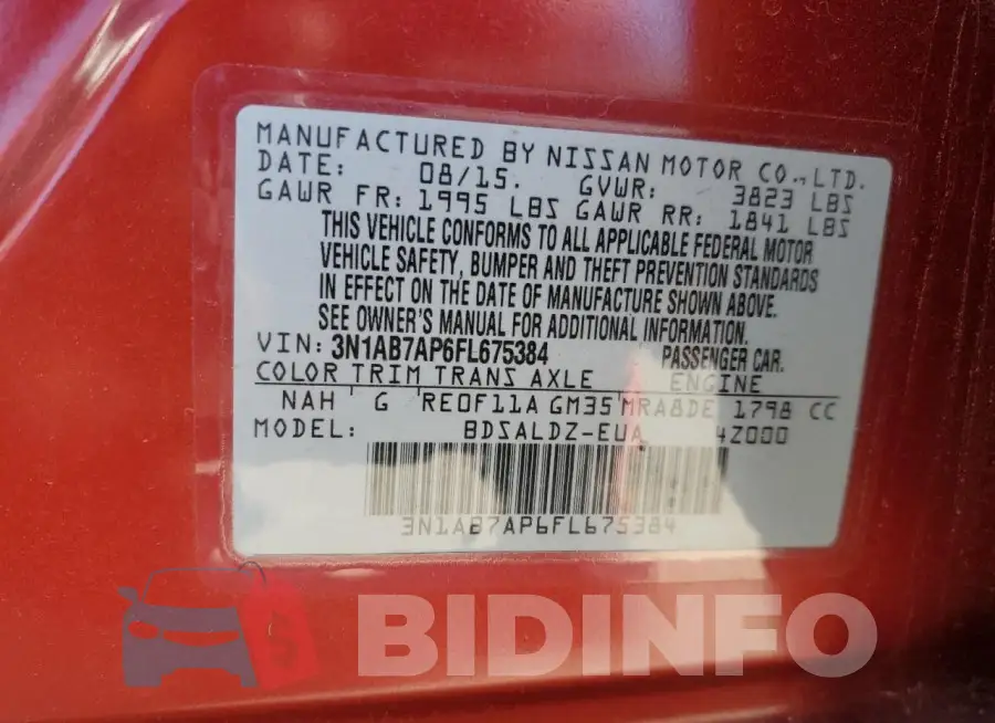 3N1AB7AP6FL675384 Photo# 12