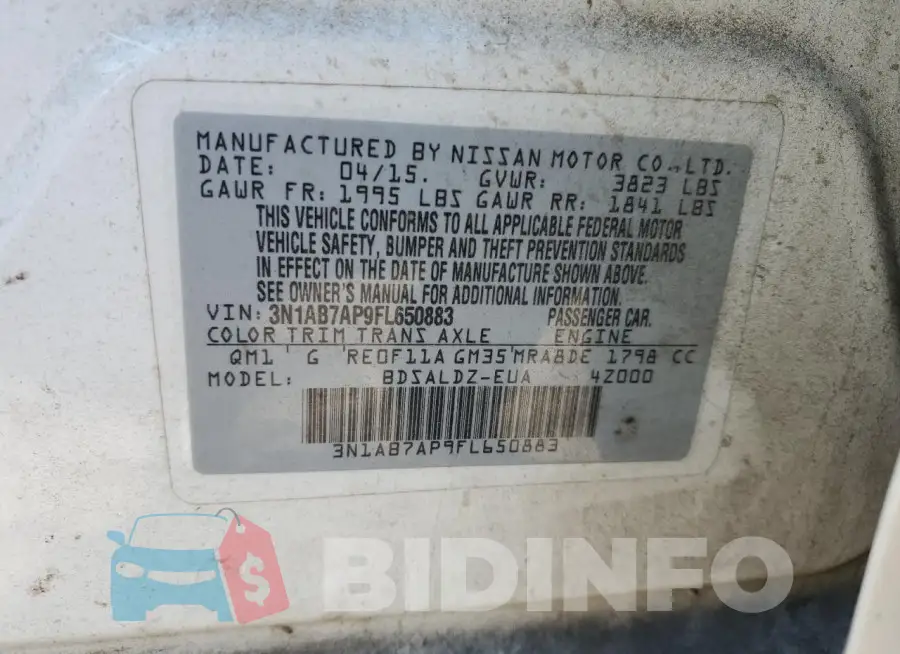 3N1AB7AP9FL650883 Photo# 12