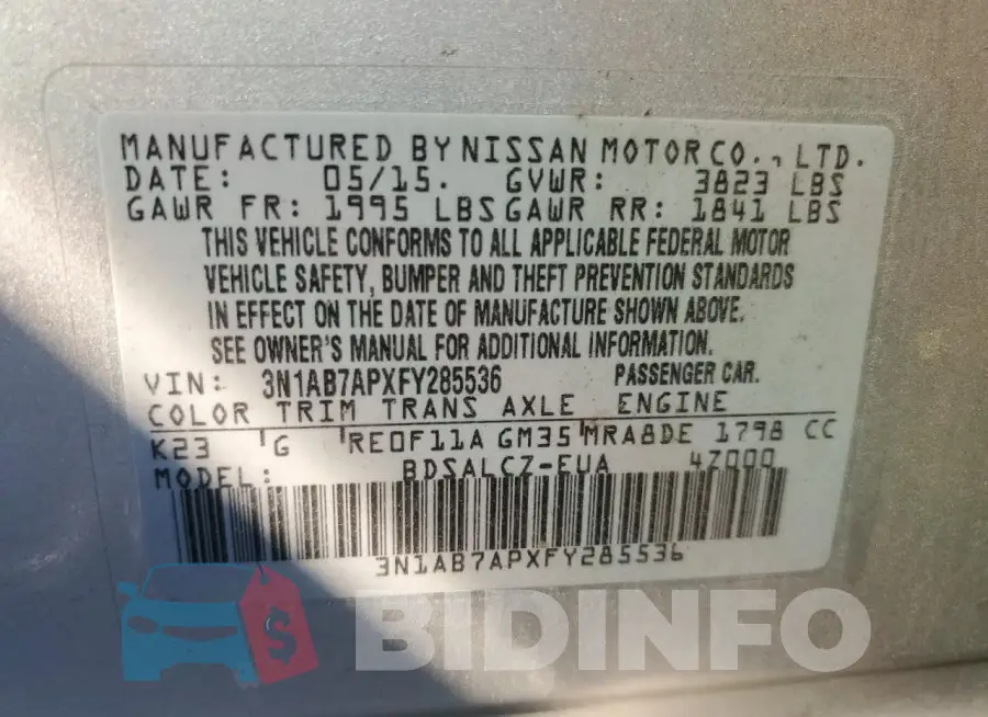 3N1AB7APXFY285536 Photo# 12