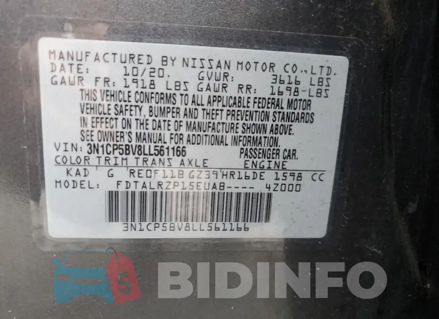 3N1CP5BV8LL561166 Photo# 12