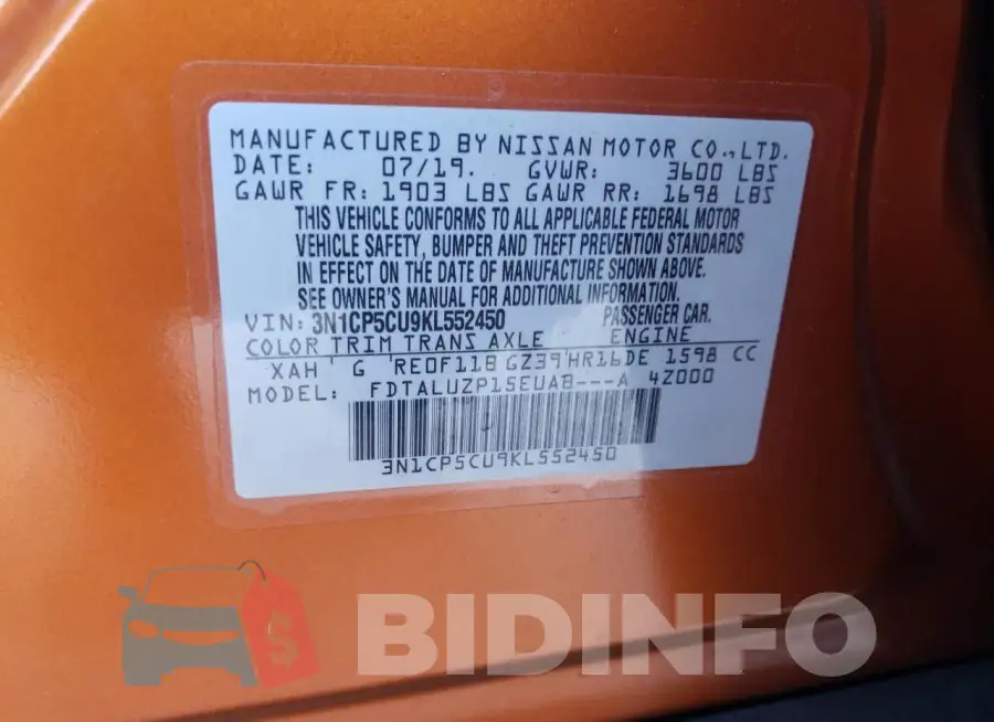3N1CP5CU9KL552450 Photo# 12
