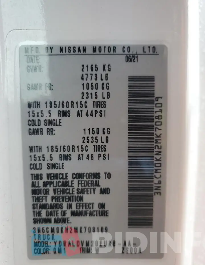 3N6CM0KN2MK708109 Photo# 13