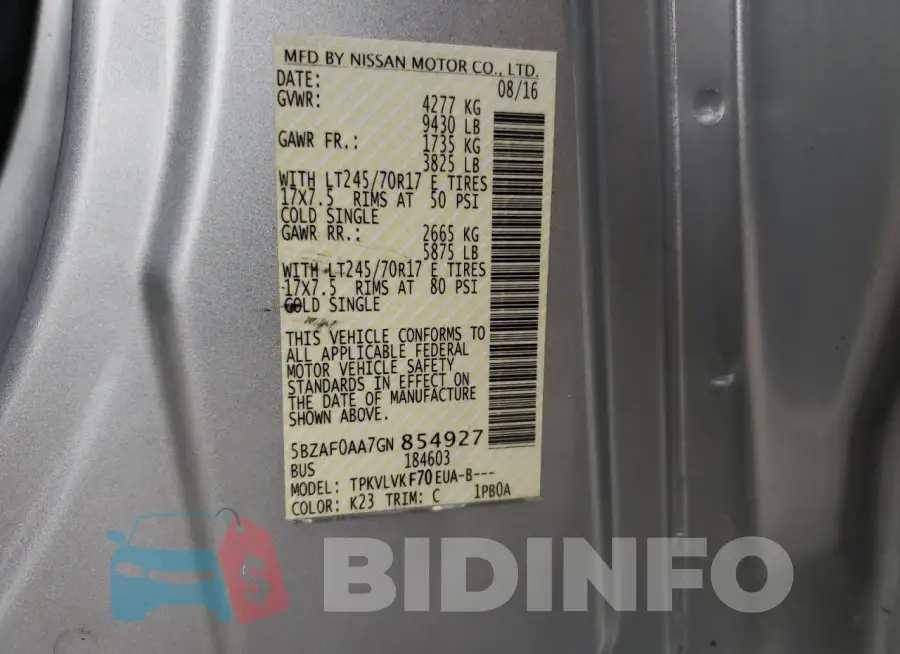 5BZAF0AA7GN854927 Photo# 13