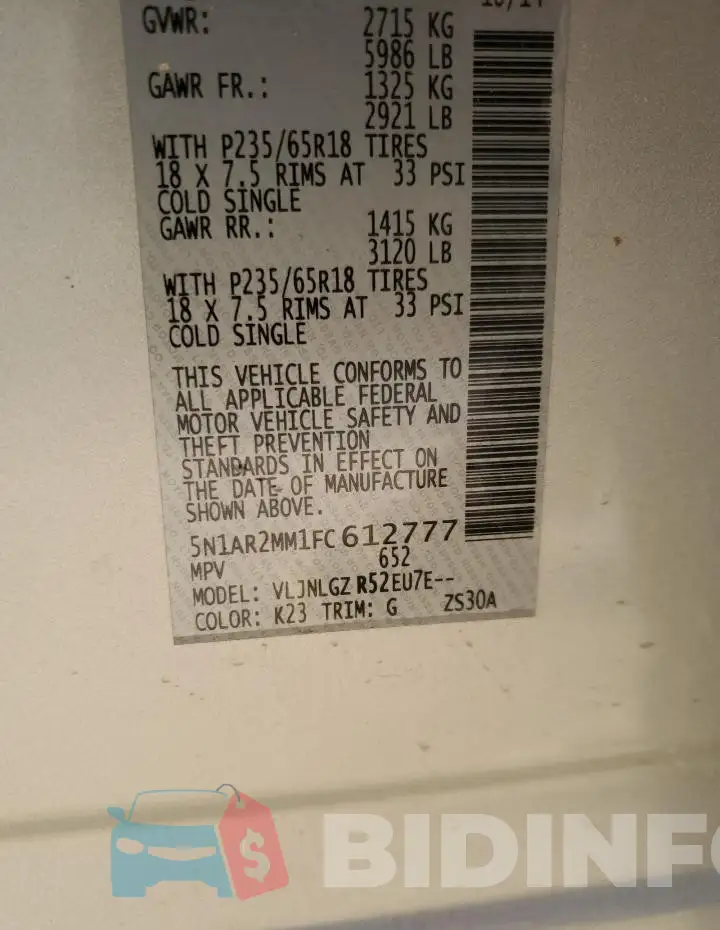 5N1AR2MM1FC612777 Photo# 13