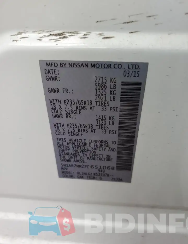5N1AR2MM2FC651068 Photo# 13