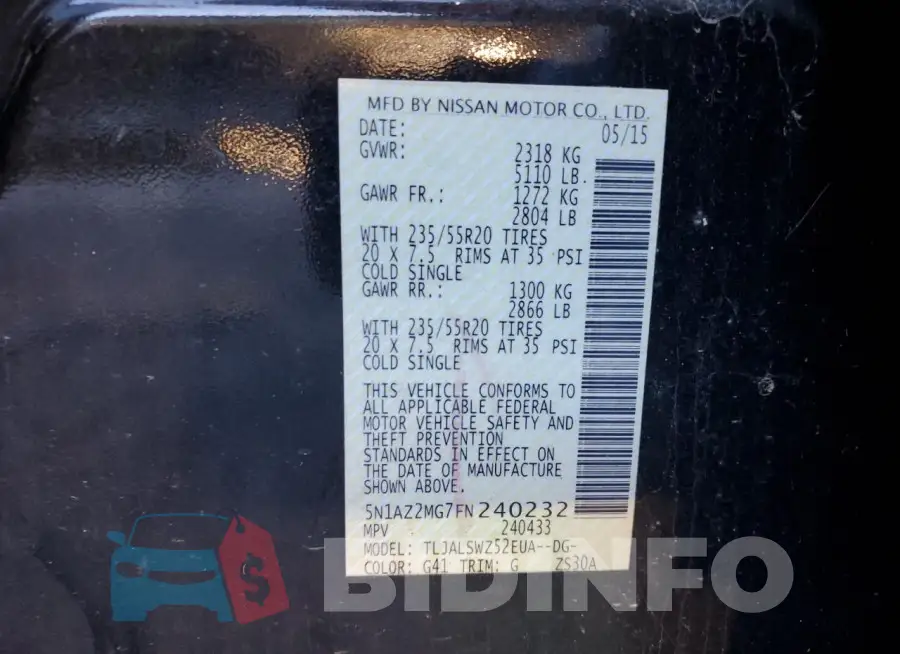 5N1AZ2MG7FN240232 Photo# 12