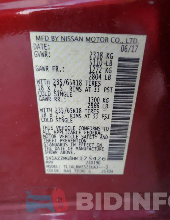 5N1AZ2MG8HN175426 Photo# 12