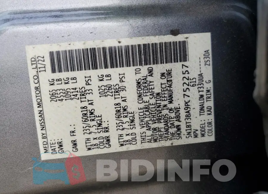 5N1BT3BA9PC752257 Photo# 13