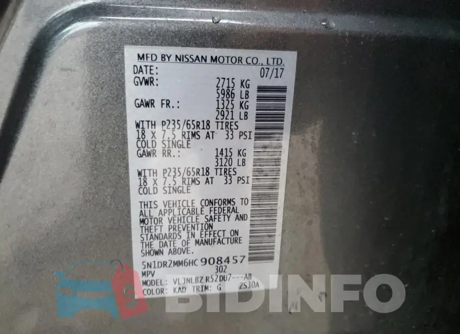 5N1DR2MM6HC908457 Photo# 12