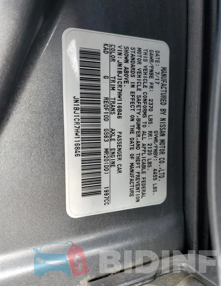 JN1BJ1CR7HW116846 Photo# 13