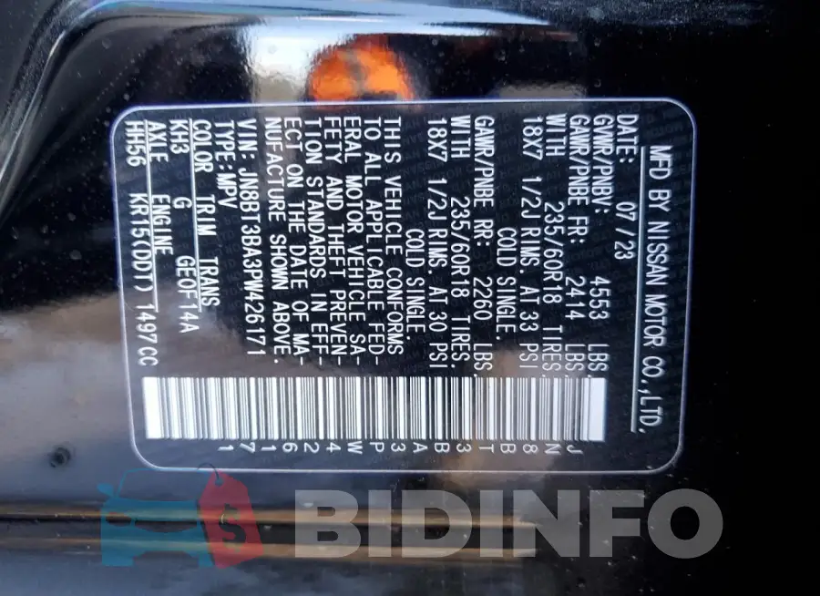 JN8BT3BA3PW426171 Photo# 13