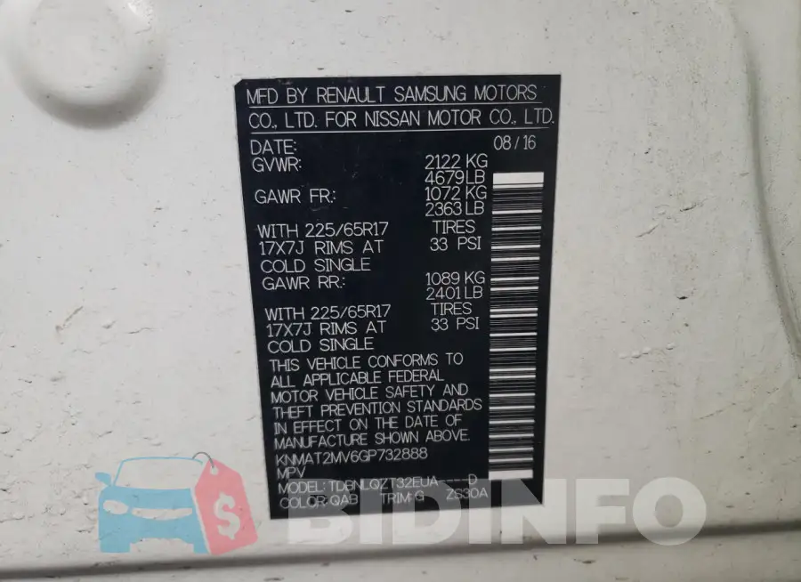 KNMAT2MV6GP732888 Photo# 12