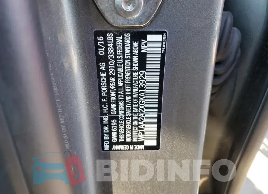 WP1AA2A2XGKA13929 Photo# 12