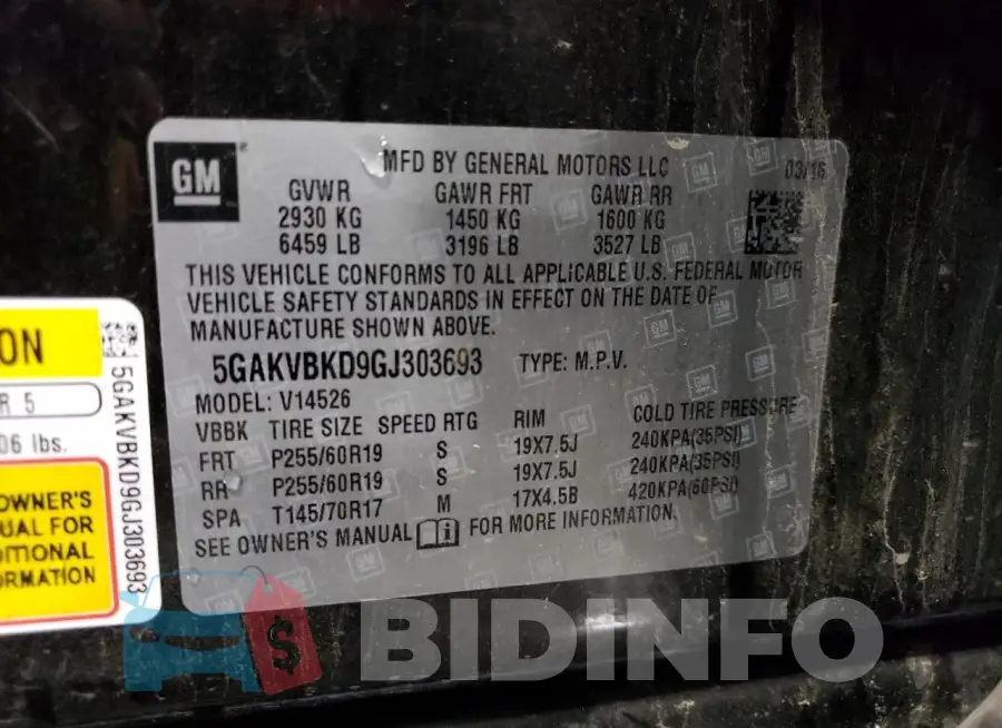 5GAKVBKD9GJ303693 Photo# 13