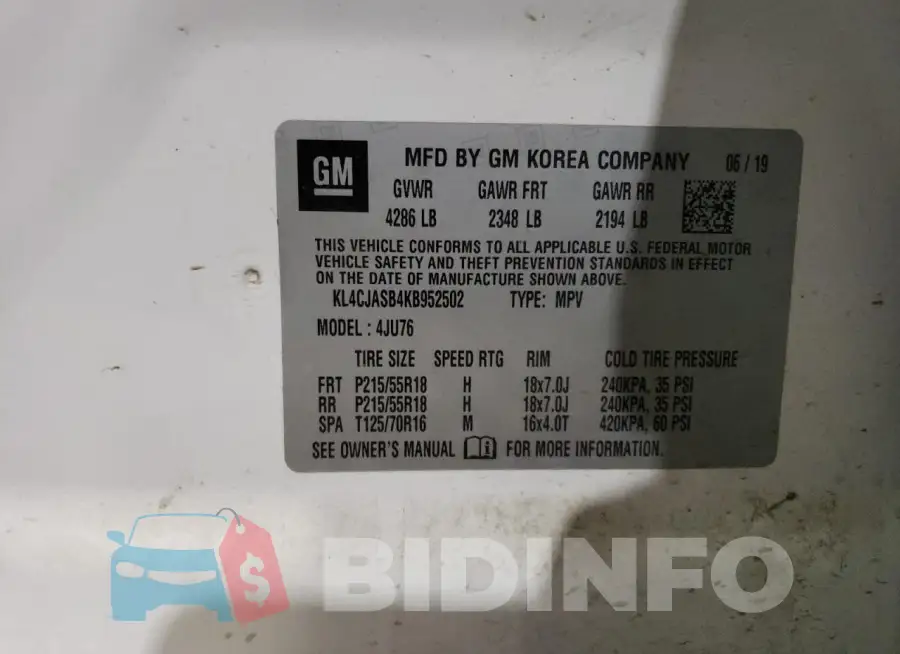 KL4CJASB4KB952502 Photo# 13
