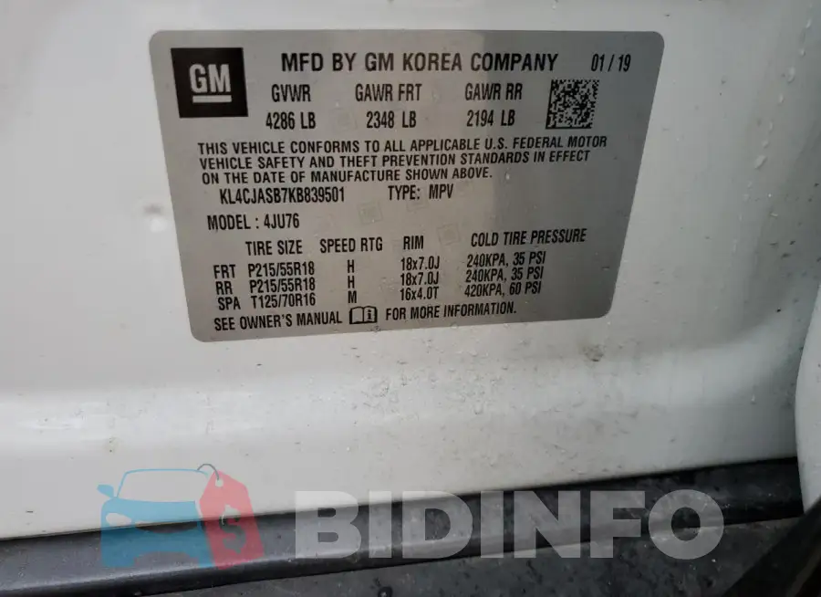 KL4CJASB7KB839501 Photo# 13