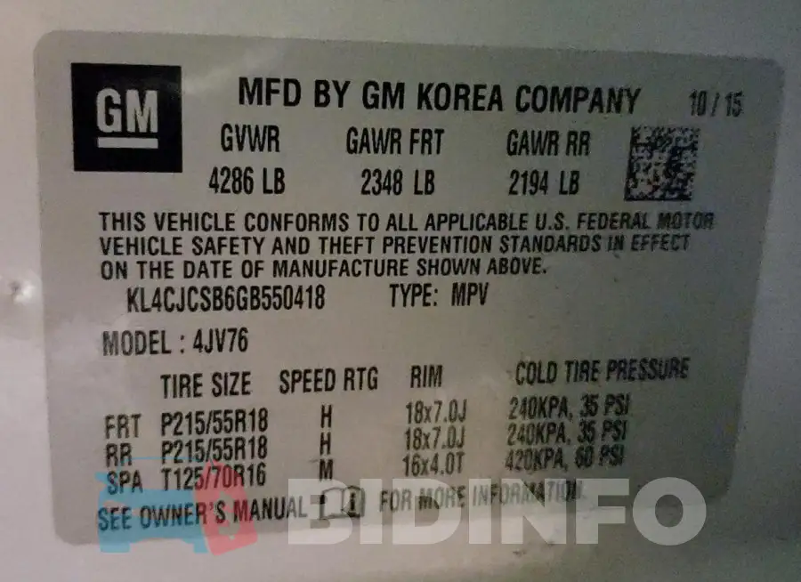 KL4CJCSB6GB550418 Photo# 12