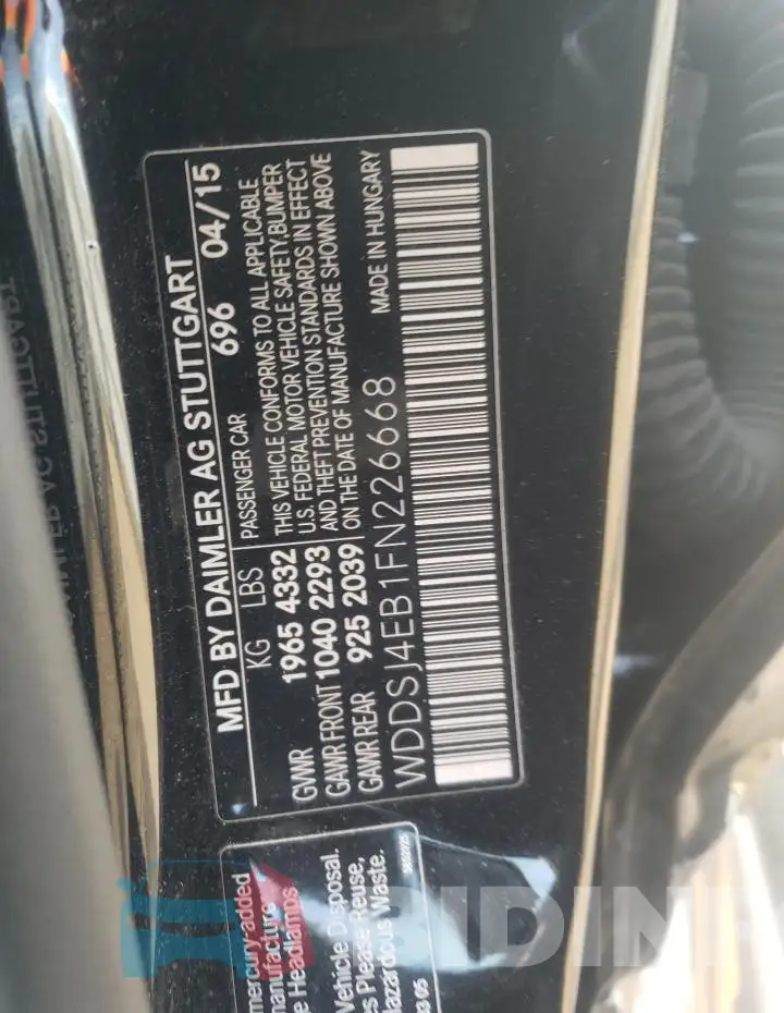 WDDSJ4EB1FN226668 Photo# 12