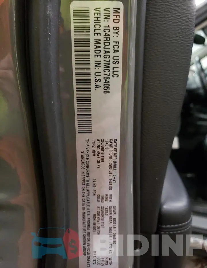 1C4RDJAG7MC764056 Photo# 14