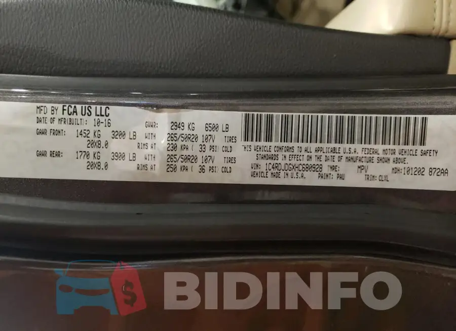 1C4RDJDGXHC680928 Photo# 14