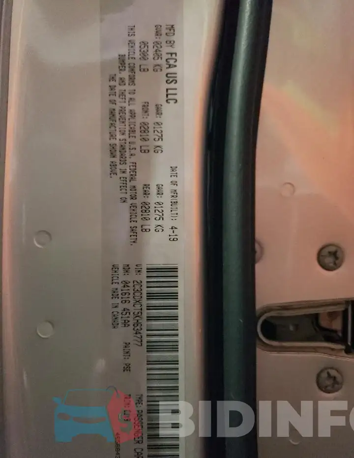 2C3CDXCT5KH634777 Photo# 13