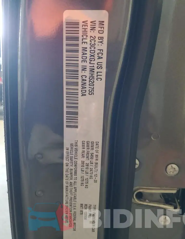 2C3CDXGJ1MH520755 Photo# 12