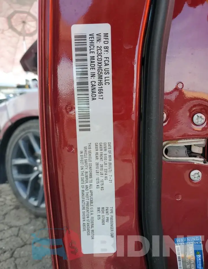 2C3CDXHG5MH616617 Photo# 12