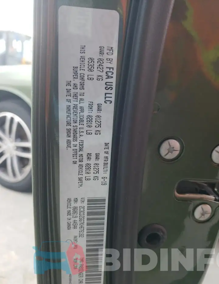 2C3CDZGG7KH676182 Photo# 12
