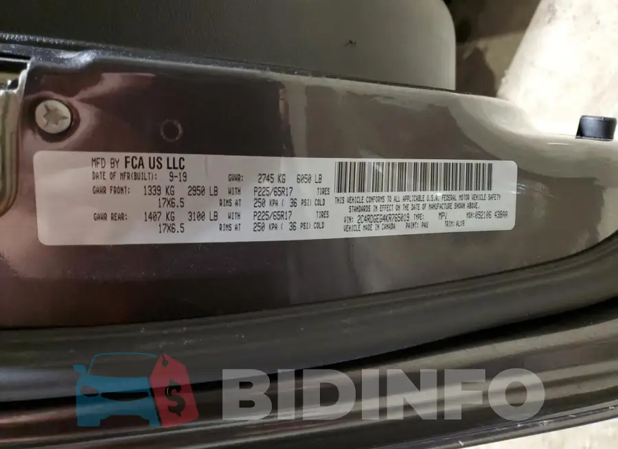 2C4RDGEG4KR765019 Photo# 13