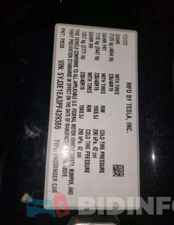 5YJ3E1EA3PF439386 Photo# 12