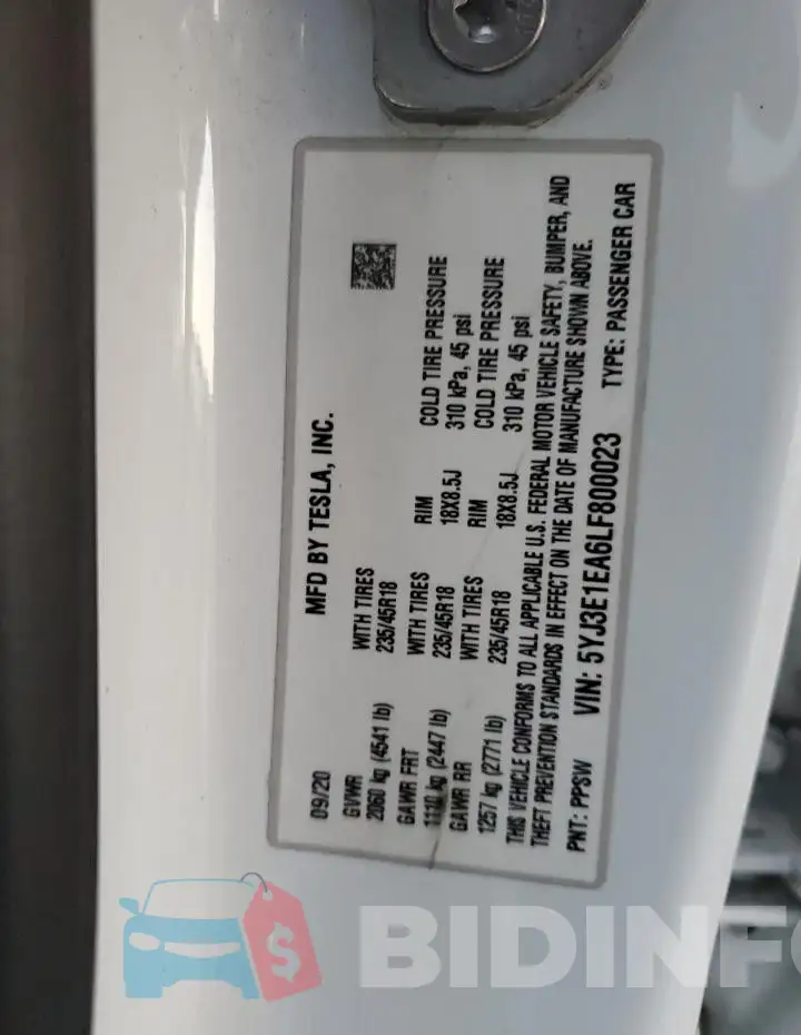 5YJ3E1EA6LF800023 Photo# 12