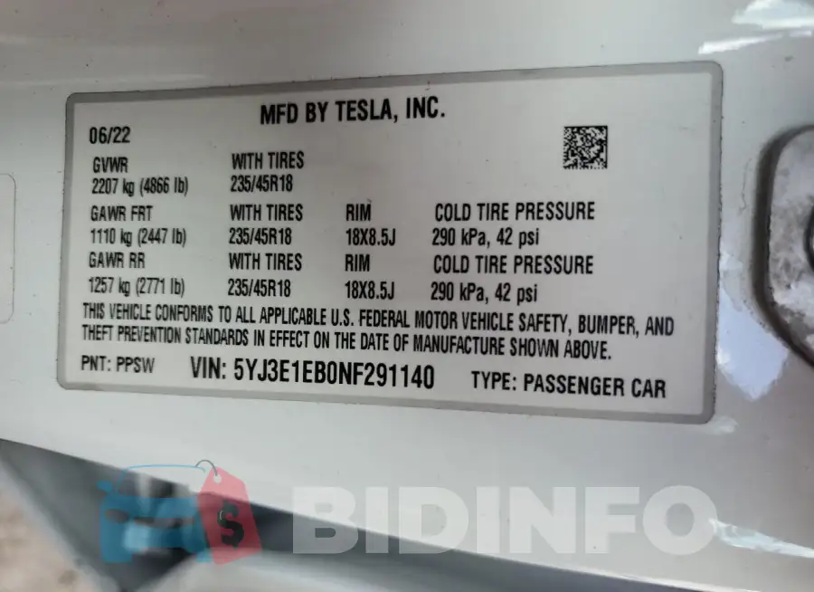 5YJ3E1EB0NF291140 Photo# 12