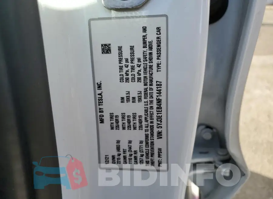 5YJ3E1EB4NF144187 Photo# 12
