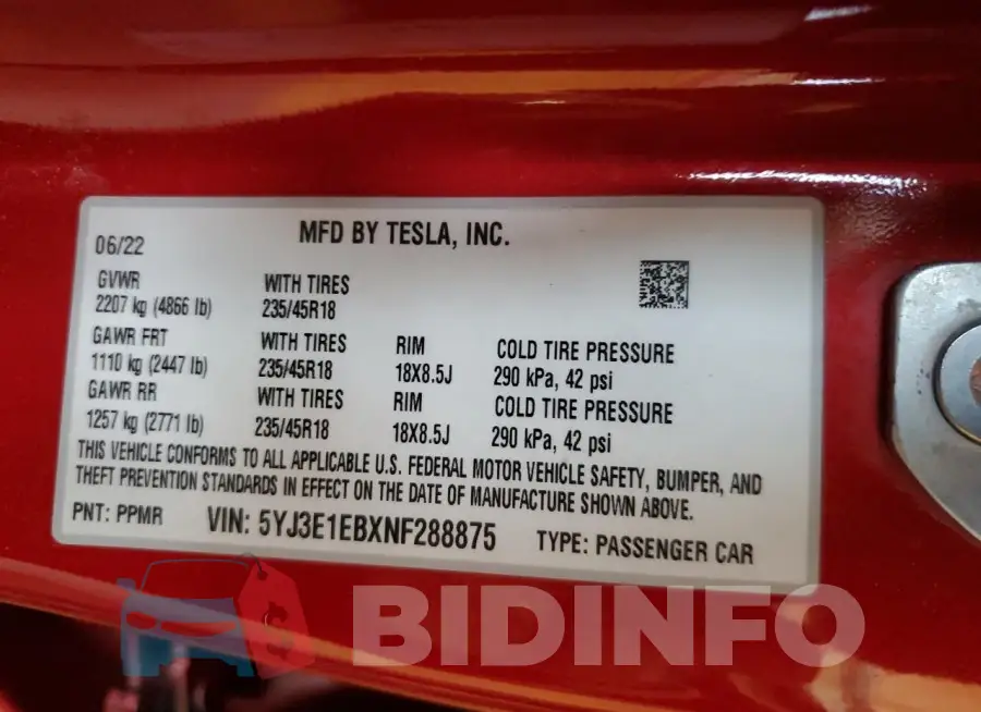 5YJ3E1EBXNF288875 Photo# 13