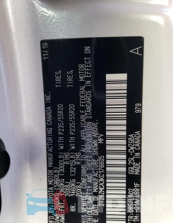 2T2BZMCA3KC176605 Photo# 13