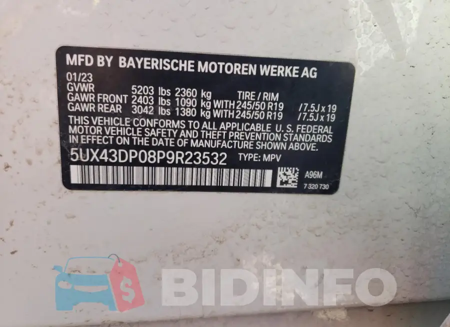 5UX43DP08P9R23532 Photo# 14