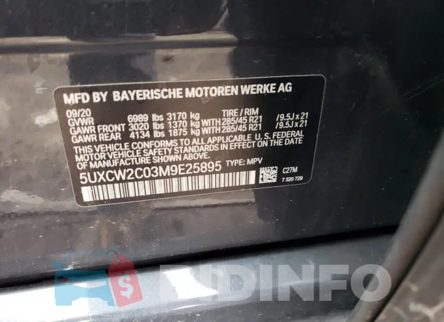 5UXCW2C03M9E25895 Photo# 12