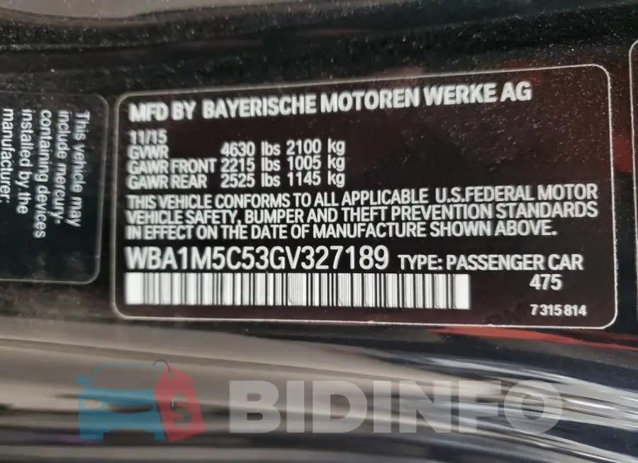 WBA1M5C53GV327189 Photo# 13
