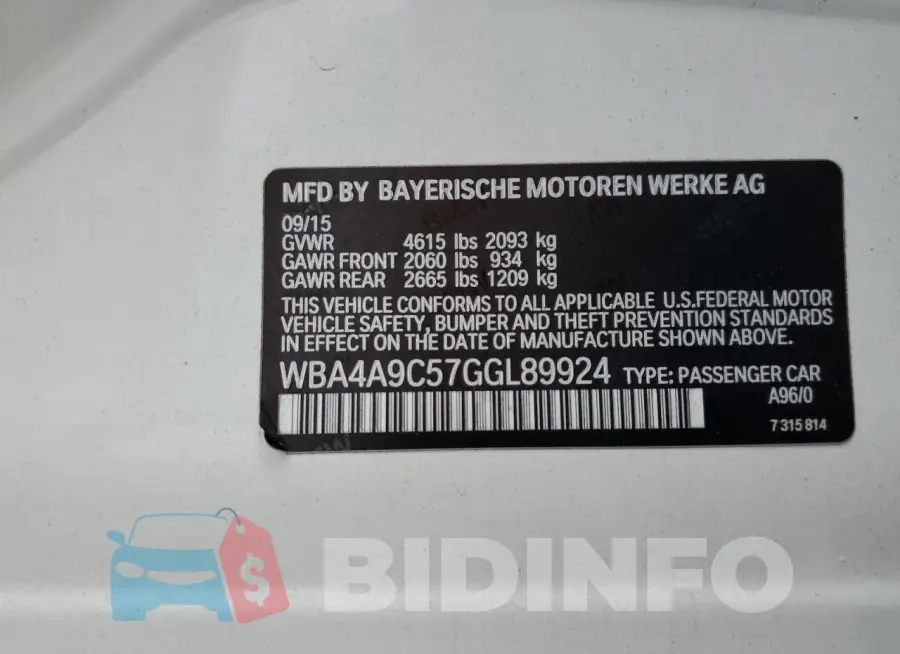 WBA4A9C57GGL89924 Photo# 13