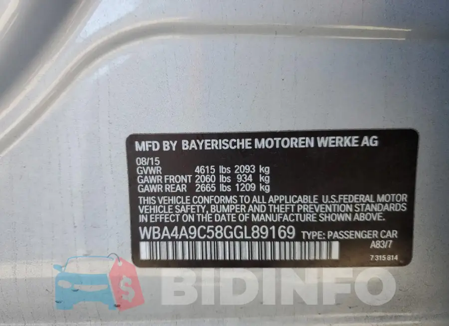 WBA4A9C58GGL89169 Photo# 12