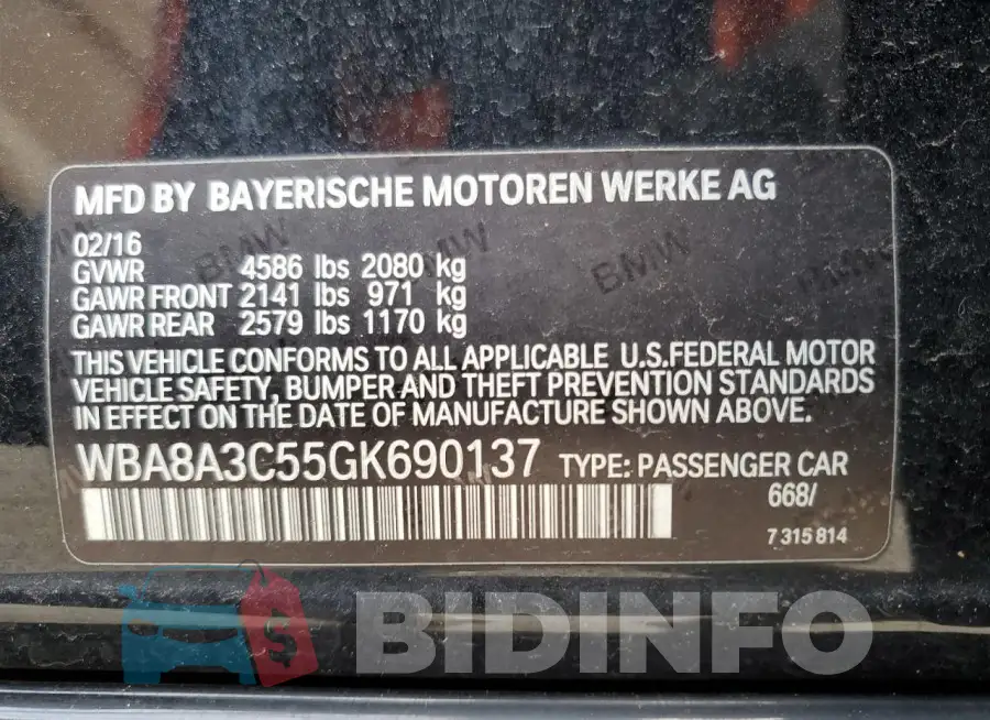 WBA8A3C55GK690137 Photo# 12