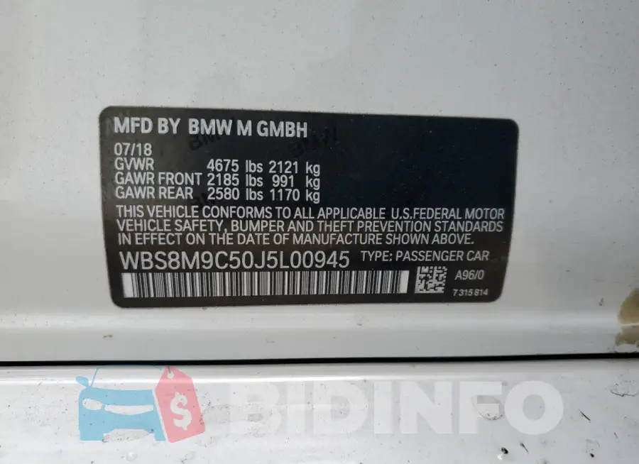 WBS8M9C50J5L00945 Photo# 12